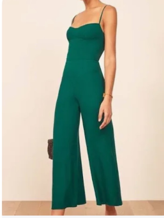 Reformation Pants - Reformation Jumpsuit Size 0 Emerald Green Smocked Back